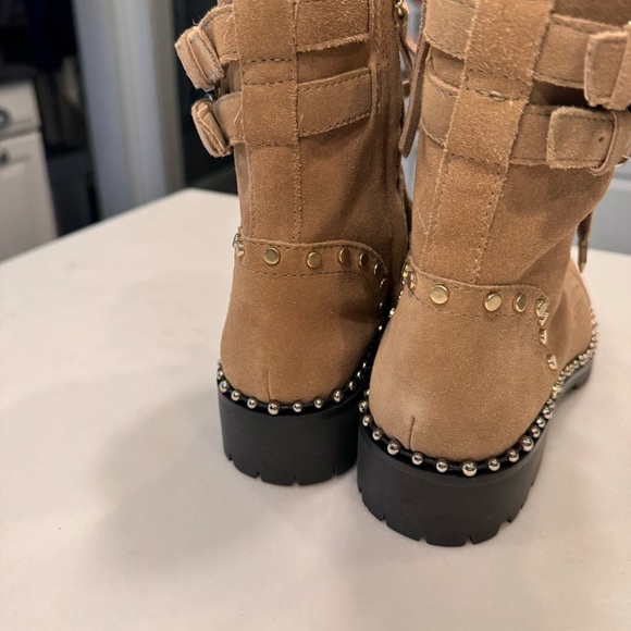 NEW Sam Edelman “Jennifer” Womens  Boots Camel Suede Lace & Zip Up Studs Sz 8 - Picture 3 of 12